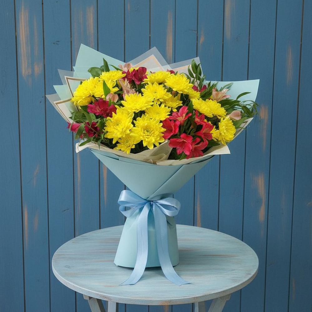 Букет цветов из: Альстромерии и Хризантемы в Сергиевом Посаде