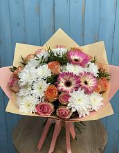 Букет цветов из:  Розы, Герберы и Хризантемы в Сергиевом Посаде