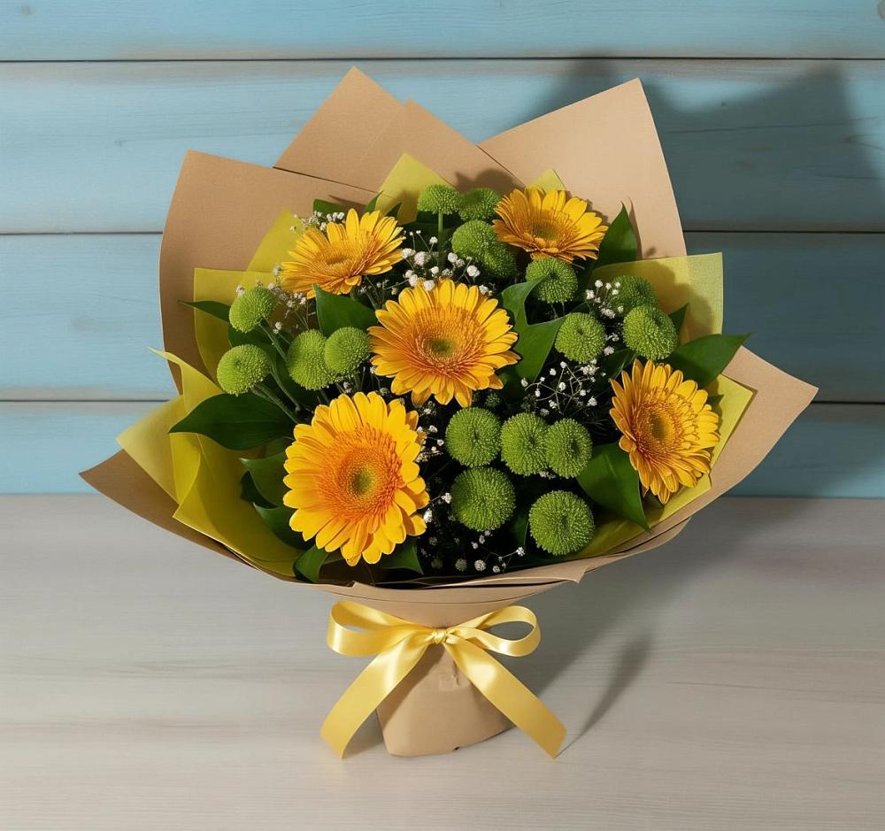 Букет цветов из: Герберы и Хризантемы в Сергиевом Посаде