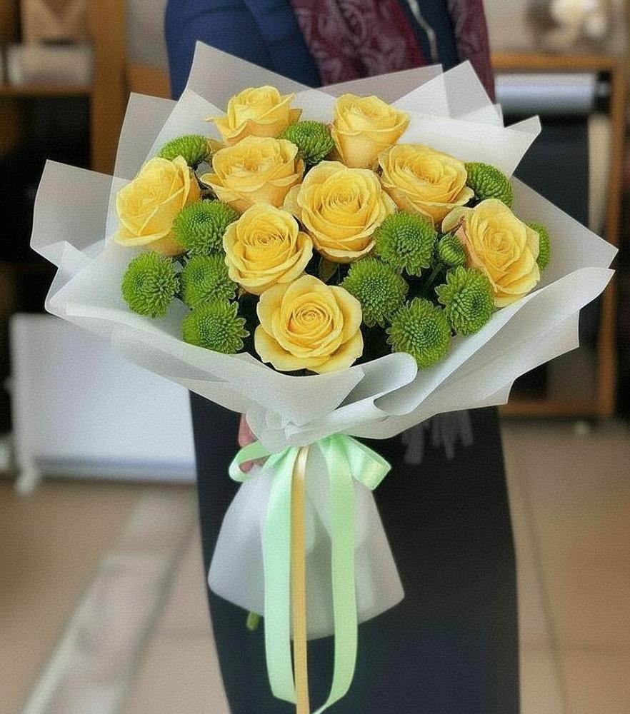 Букет цветов из: Хризантемы и Розы в Сергиевом Посаде
