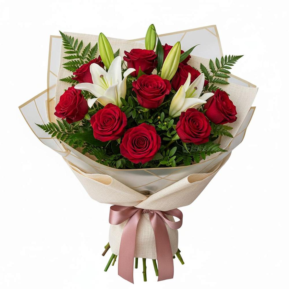 Букет цветов из: Лилии и Розы в Сергиевом Посаде