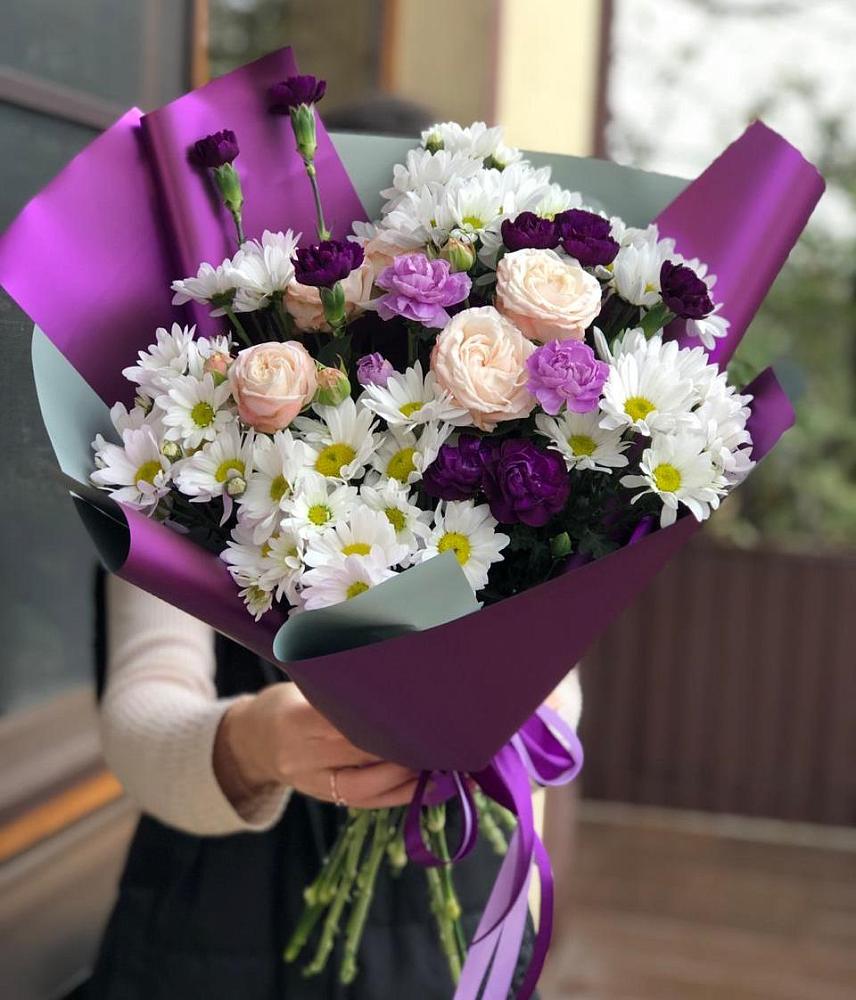 Букет цветов из: Хризантемы, Гвоздики и Розы в Сергиевом Посаде