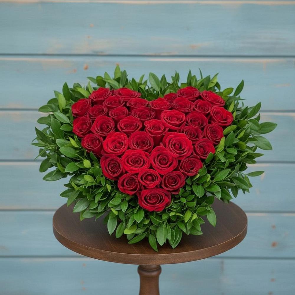 Цветочная композиция из Розы в виде сердца в Сергиевом Посаде