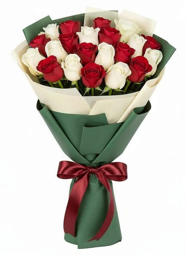Букет Микс из красных и белых роз в Сергиевом Посаде