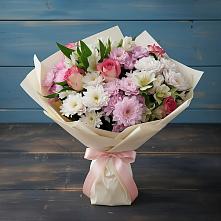 Букет цветов из:  Хризантемы, Альстромерии и Розы в Сергиевом Посаде