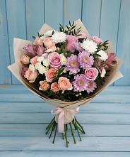 Букет цветов из:  Хризантемы, Розы и Альстромерии в Сергиевом Посаде