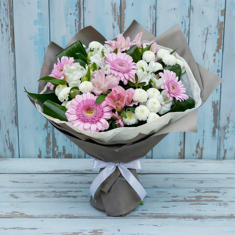 Букет цветов из: Герберы, Альстромерии и Хризантемы в Сергиевом Посаде