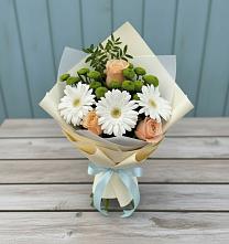 Букет цветов из:  Герберы, Розы и Хризантемы #REPLACE_PRED# Сергиевом Посаде