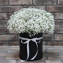 Цветочная композиция из Гипсофила в шляпной коробке в Сергиевом Посаде