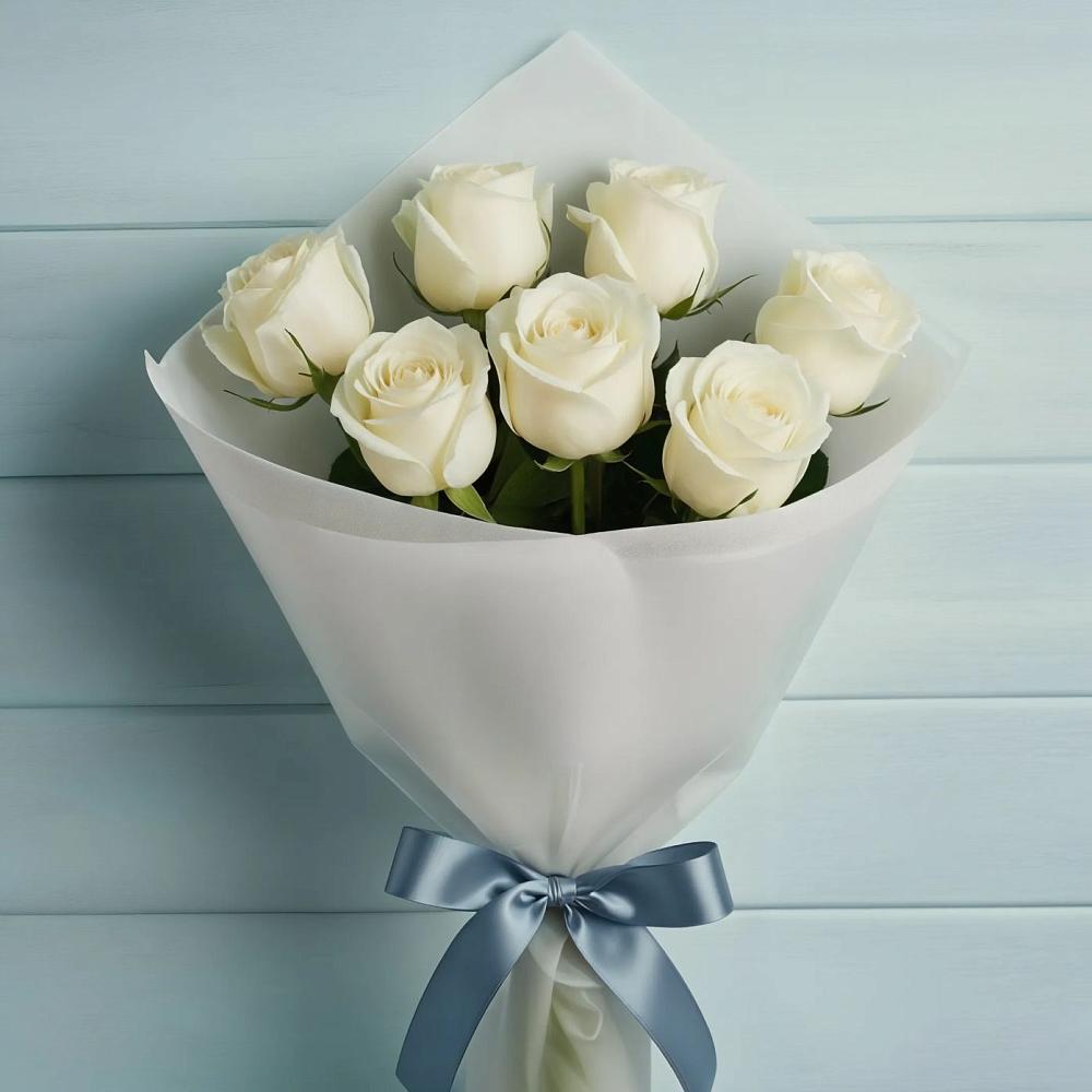 Букет 7 Белых роз Эдлесс Лав в Сергиевом Посаде